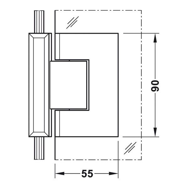 Hafele Duş Menteşesi Duvar/Cam 90 Derece Parlak Krom Renk