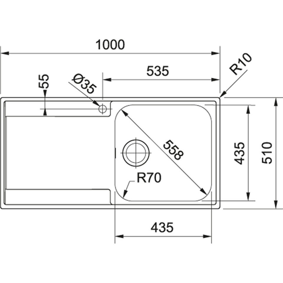 Franke Maris Slimtop Mrx 211 Tek Gözlü Sol Damlalıklı Çelik Evye