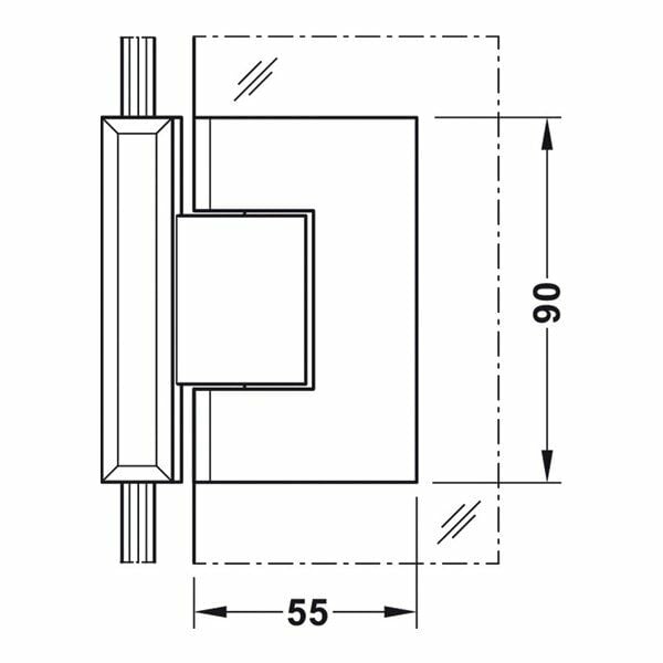 Hafele Duş Menteşesi Cam-Cam 90 Derece Grafit Siyah Renk