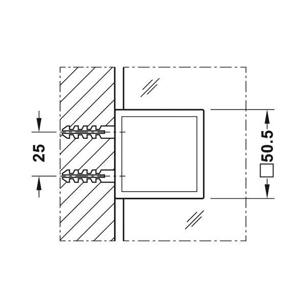 Hafele Cam Tutucu, Duvar/Cam,90°,Parlak Krom