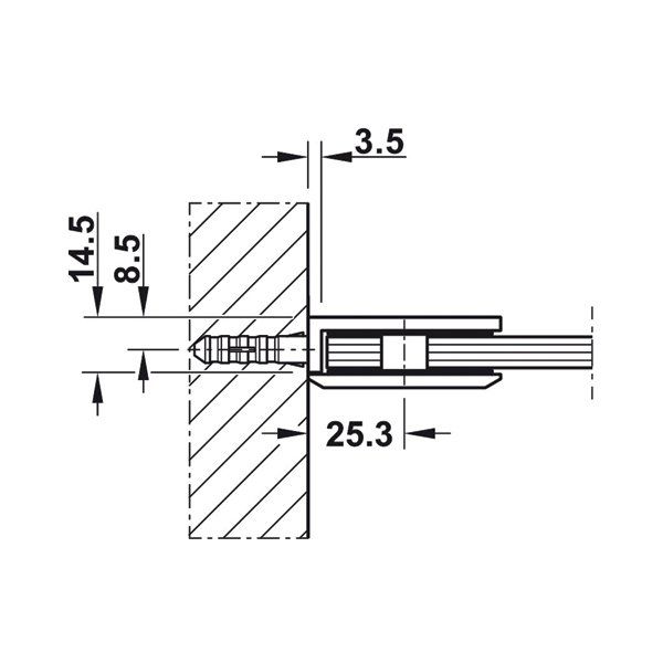 Hafele Cam Tutucu, Duvar/Cam,90°,Parlak Krom