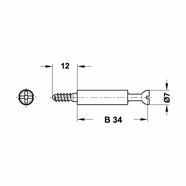 Hafele Minifix Mil 34/3,8/12mm (100 Adet), Ham