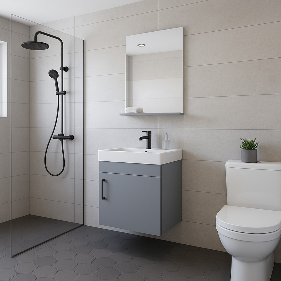 Teta Home Rio 45 cm MDF Banyo Dolabı Seti Gri