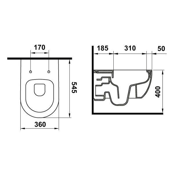 Hafele Asma Klozet Arena Wall R54 Mat Gri Renk