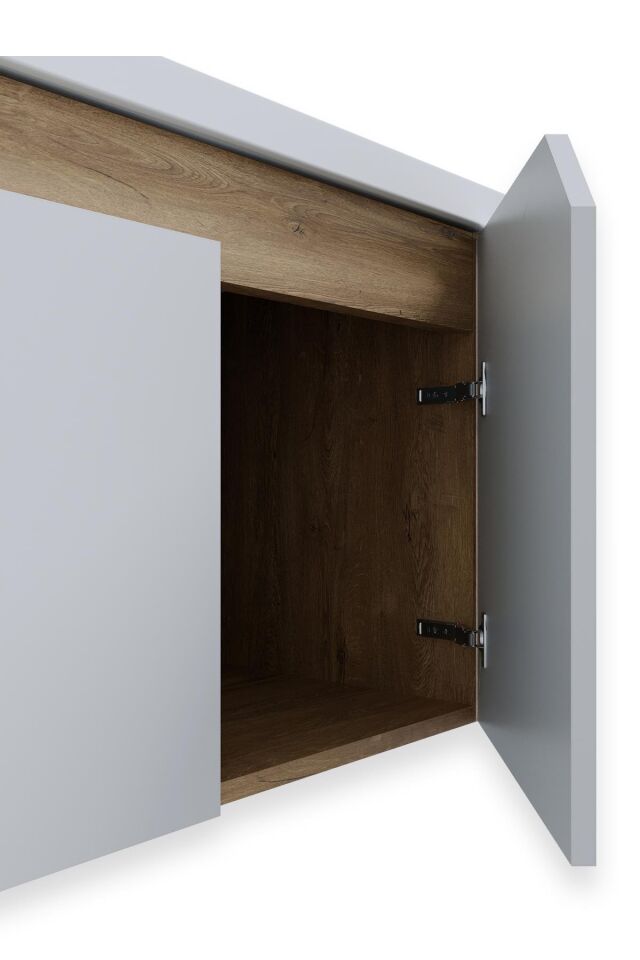Teta Home Napoli 80 cm MDF Banyo Dolabı Seti + Boy Dolabı Kafkas Meşe-Beyaz