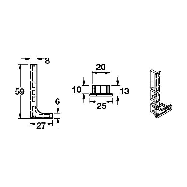 Hafele Profil Kulp Striata-L Sol Yan Kapak Elemanı Mat Krom