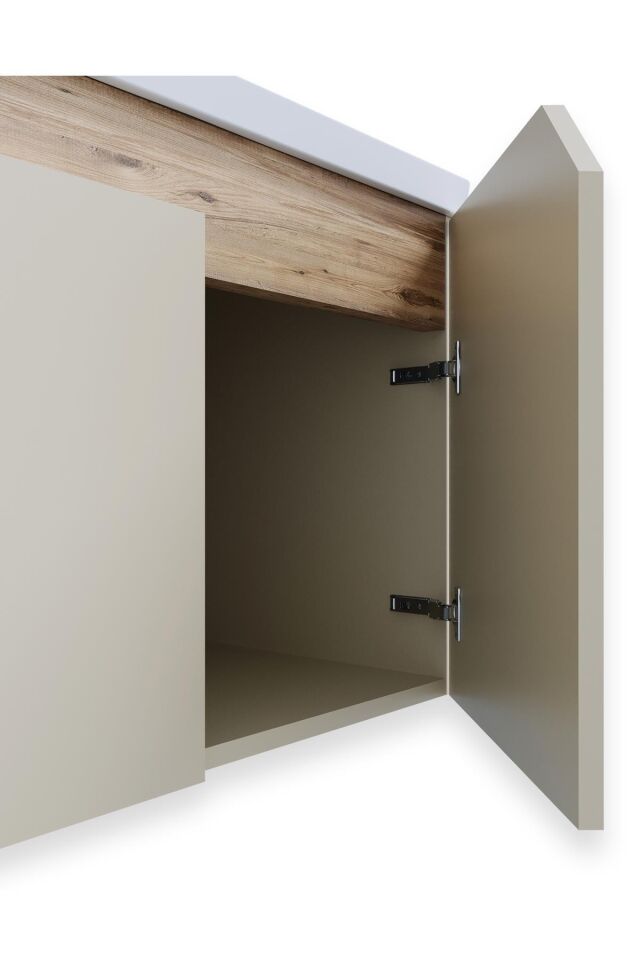 Teta Home Napoli 80 cm MDF Banyo Dolabı Seti + Boy Dolabı Bej-Atlantik Çam