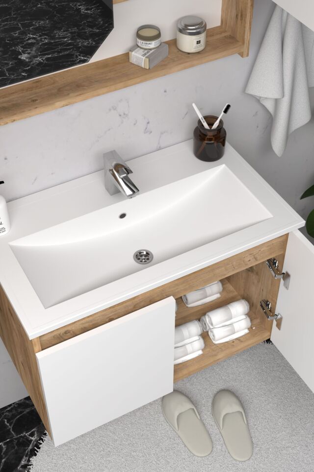 Teta Home Napoli 65 cm MDF Banyo Dolabı Seti + Boy Dolabı