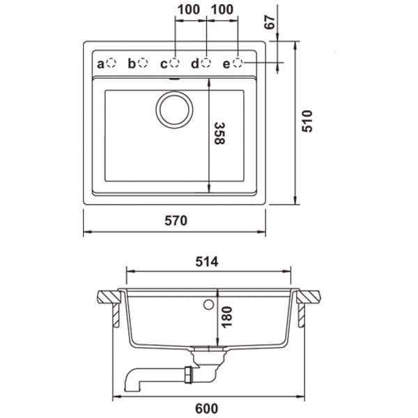 Hafele Adela Kronos Granit Eviye, 570X510Mm