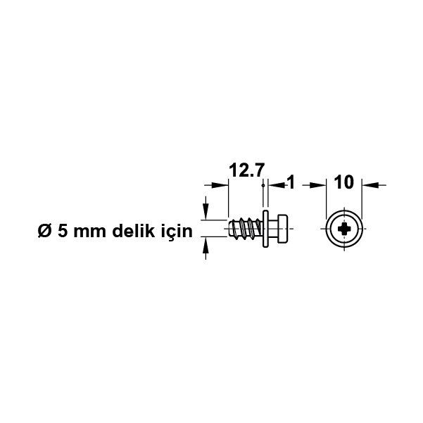 Hafele Modular Raf Bağlantı Vidası 5/12mm (100 Adet)