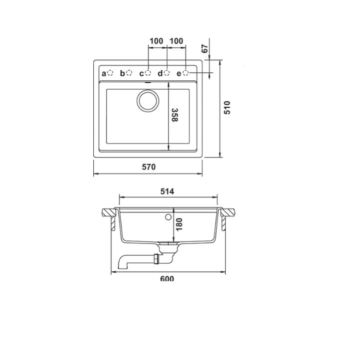 Hafele Adela Granit Eviye 570x510mm, Siyah Renk (Sifonsuz)