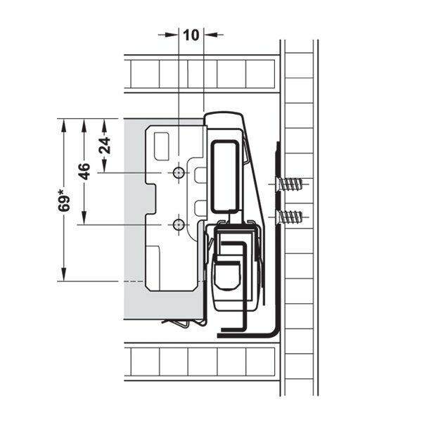 Hafele Çekmece Seti 120'lik Modül İçin Bas Aç Yavaşlatıcılı 45'lik Vidalı Gri