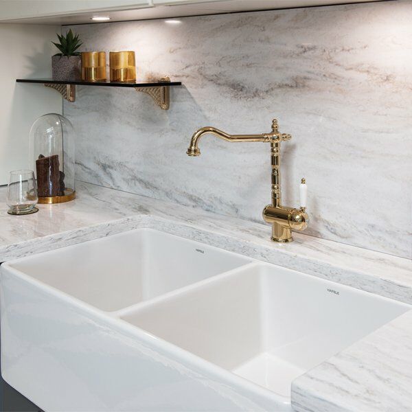 Hafele Norah Seramik Eviye 838x457mm, Parlak Beyaz (Sifonlu)