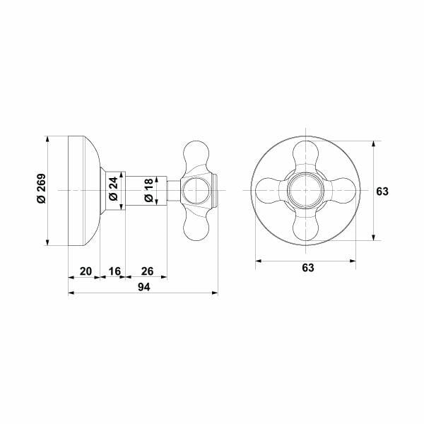 Hafele Ankastre Stop Valf Klassis 20mm Parlak Altın Renk