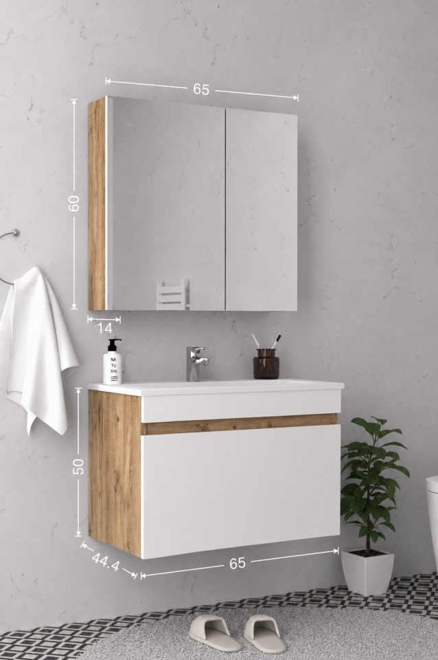 Teta Home Mersin 65 cm MDF Banyo Dolabı Seti