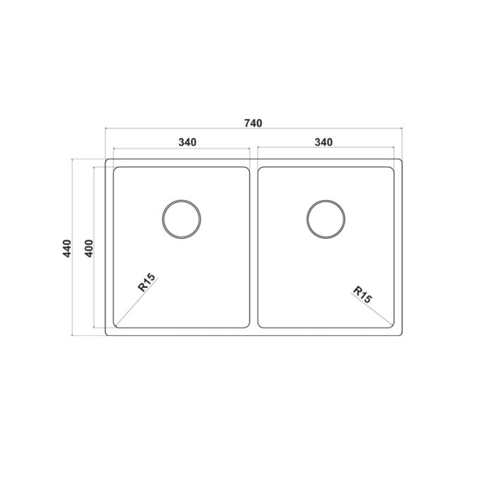 Hafele Novara07 Eviye Seti 740x440mm Paslanmaz Çelik Parlak
