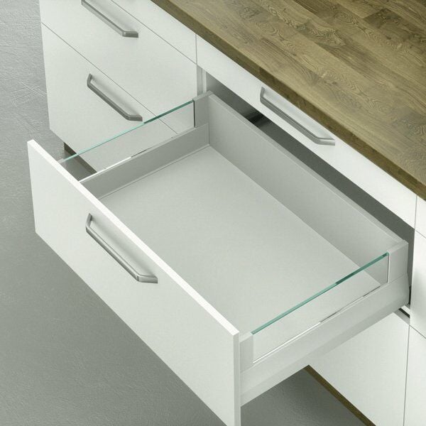 Hafele Çekmece Seti Cam Bordürlü 45'lik Vidalı Gri