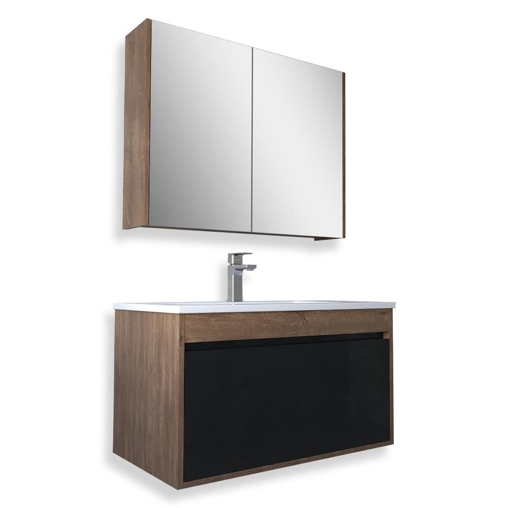 Teta Home Mersin 65 cm MDF Banyo Dolabı Seti Kafkas Meşe-Siyah