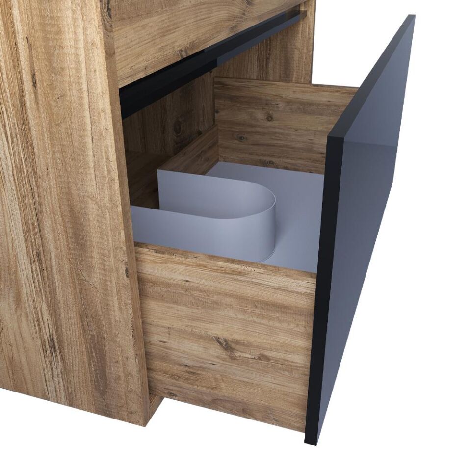 Teta Home Mersin 65 cm MDF Banyo Dolabı Seti Atlantik Çam-Siyah