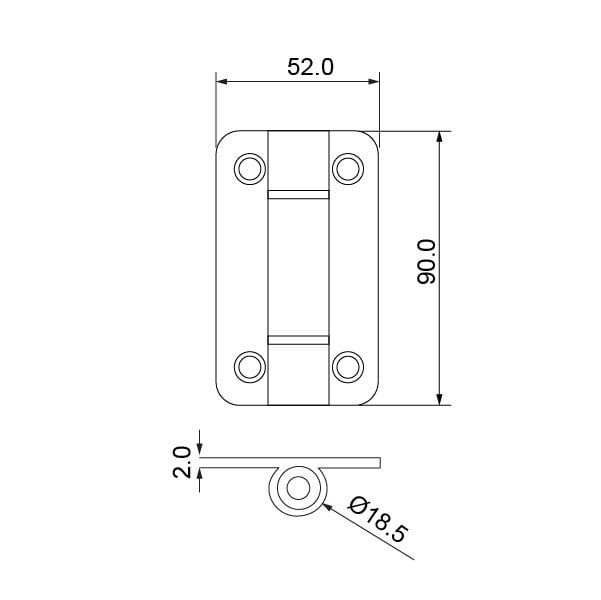 Hafele Menteşe Yaylı 52x90mm Mat Paslanmaz Çelik