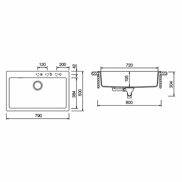 Hafele Large Kronos Granit Eviye, 790X500Mm