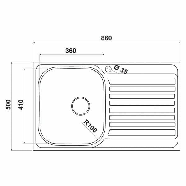 Hafele Capua04 Tezgah Üstü Eviye Seti, Dekorlu Sağ Damlalık
