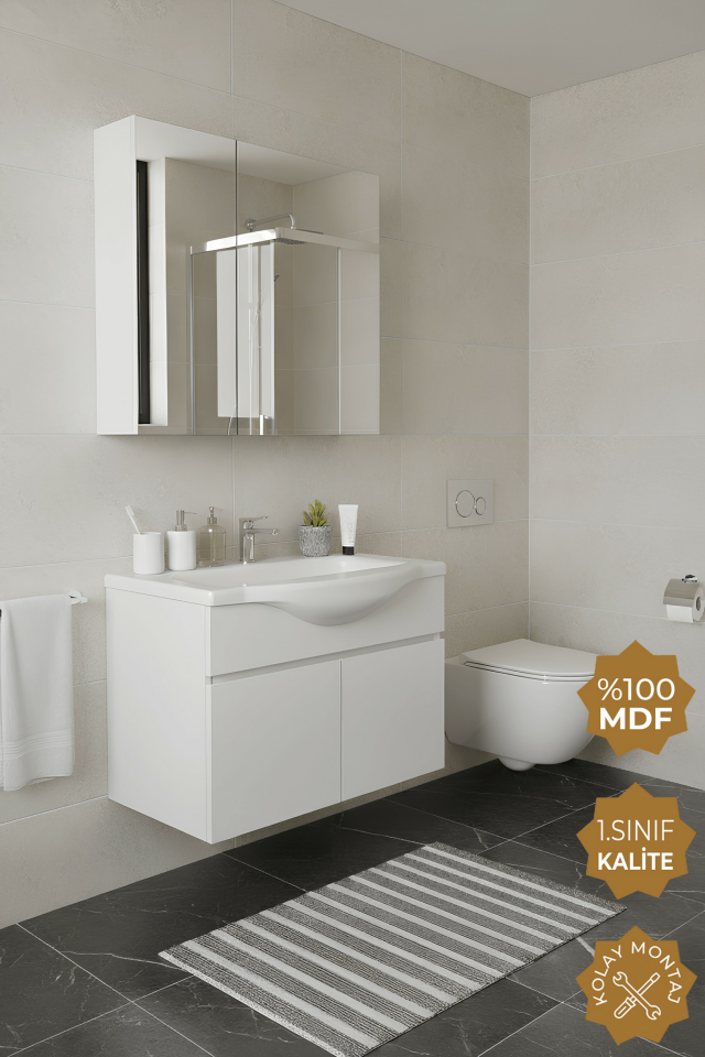 Teta Home Kahire 80 Cm Mdf Banyo Dolabı Seti
