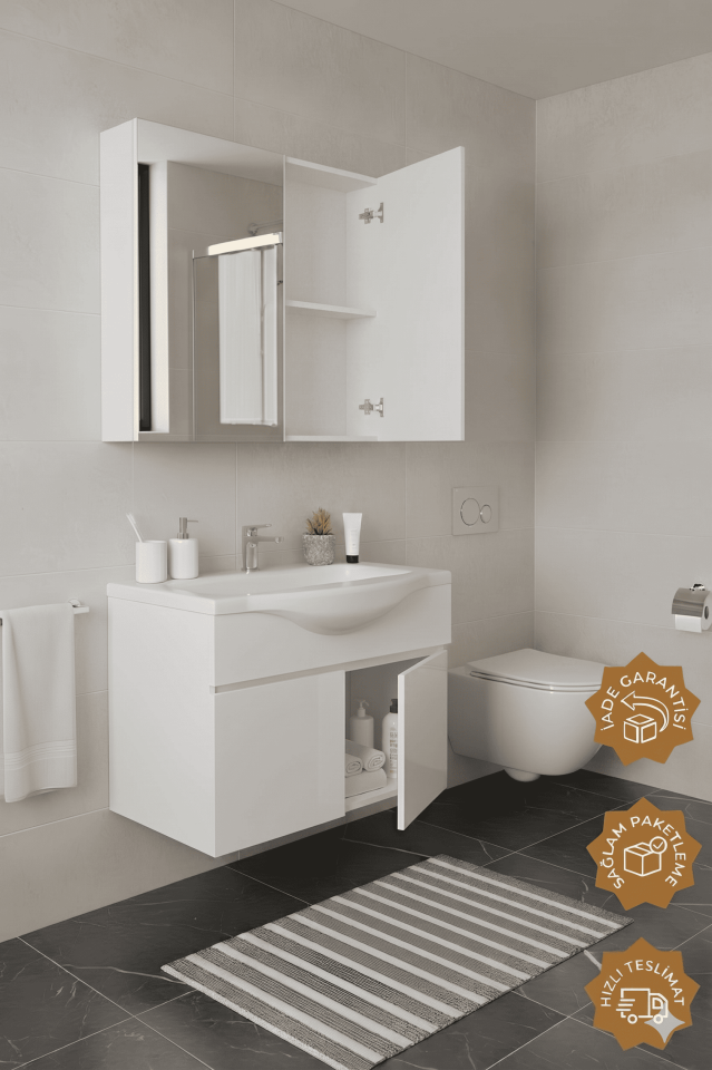 Teta Home Kahire 80 cm MDF Banyo Dolabı Seti