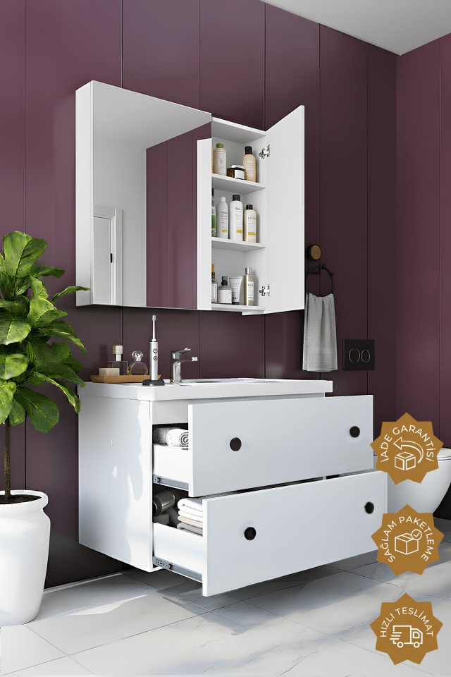 Teta Home Tiflis 80 cm MDF Banyo Dolabı Seti