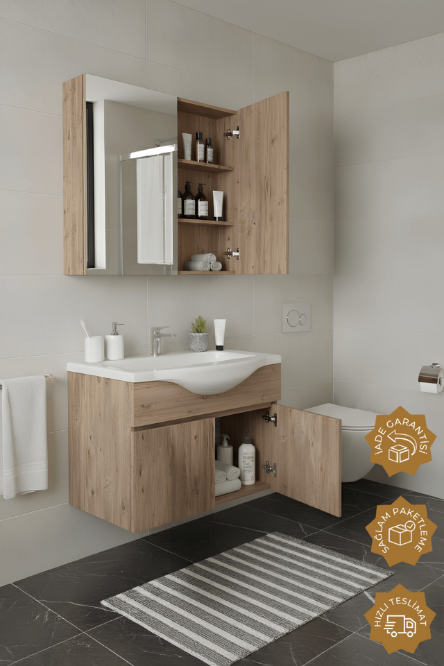 Teta Home Kahire 65 cm MDF Banyo Dolabı Seti