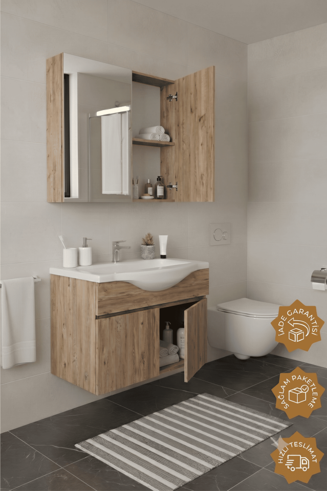 Teta Home Kahire 65 cm MDF Banyo Dolabı Seti