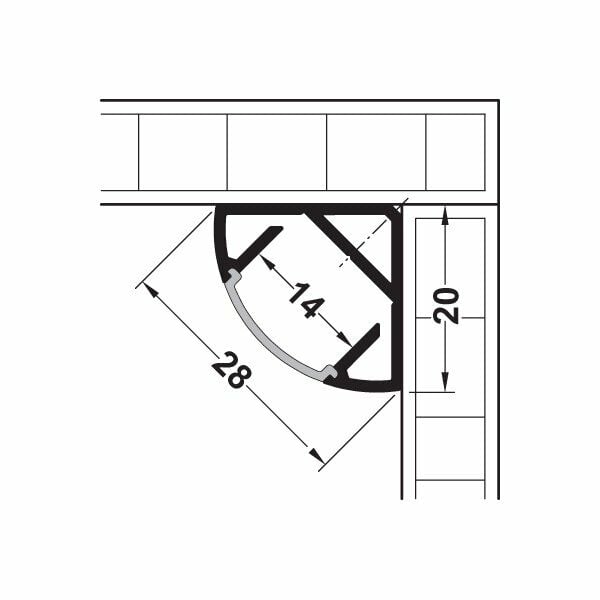 Hafele Profıl 2195 Köşe Led Profil Alüminyum Eloksal 2.5M