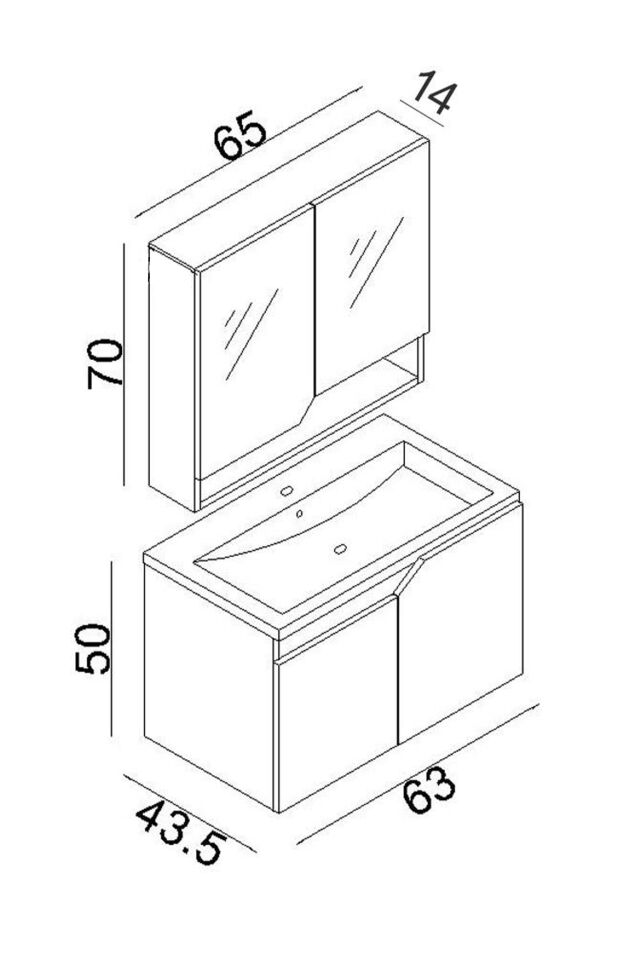 Teta Home Napoli 65 cm MDF Banyo Dolabı Seti