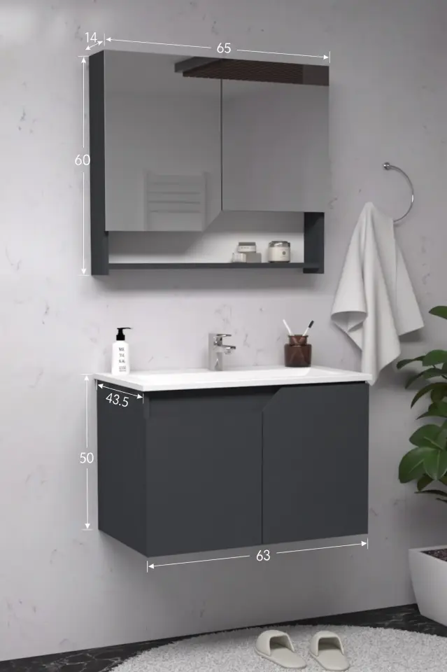 Teta Home Napoli 65 cm MDF Banyo Dolabı Seti