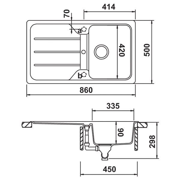 Hafele Elisa Granit Eviye 860x500mm, Siyah Renk