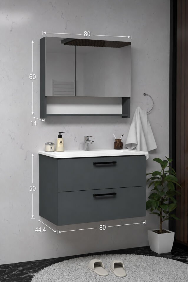 Teta Home Batum 80 Cm MDF Banyo Dolabı Seti