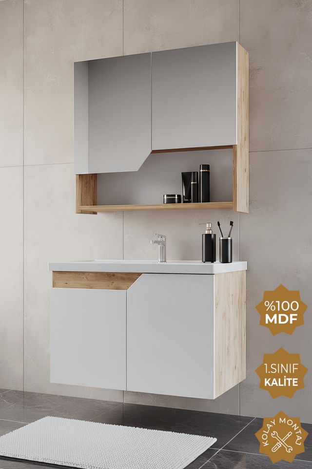 Teta Home Napoli 80 cm Mdf Banyo Dolabı Seti
