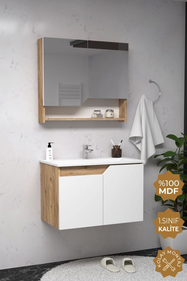 Teta Home Napoli 80 cm MDF Banyo Dolabı Seti