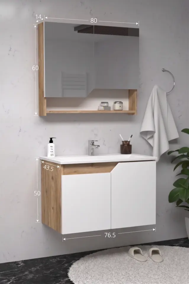 Teta Home Napoli 80 cm MDF Banyo Dolabı Seti