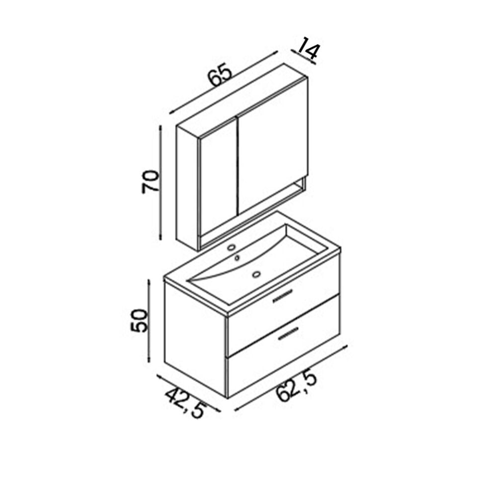 Teta Home Batum 65 Cm Mdf Banyo Dolabı Seti