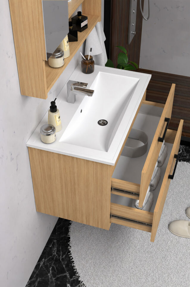 Teta Home Batum 65 Cm MDF Banyo Dolabı Seti Teak