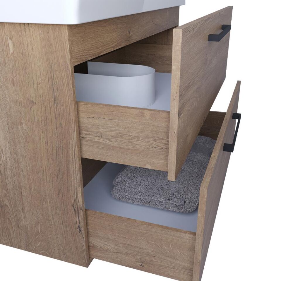 Teta Home Batum 65 Cm MDF Banyo Dolabı Seti Kafkas Meşe