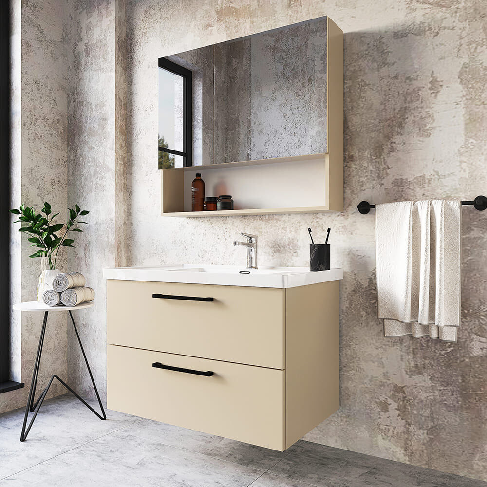 Teta Home Batum 65 Cm MDF Banyo Dolabı Seti Bej