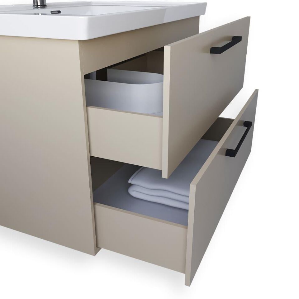 Teta Home Batum 65 Cm MDF Banyo Dolabı Seti Bej