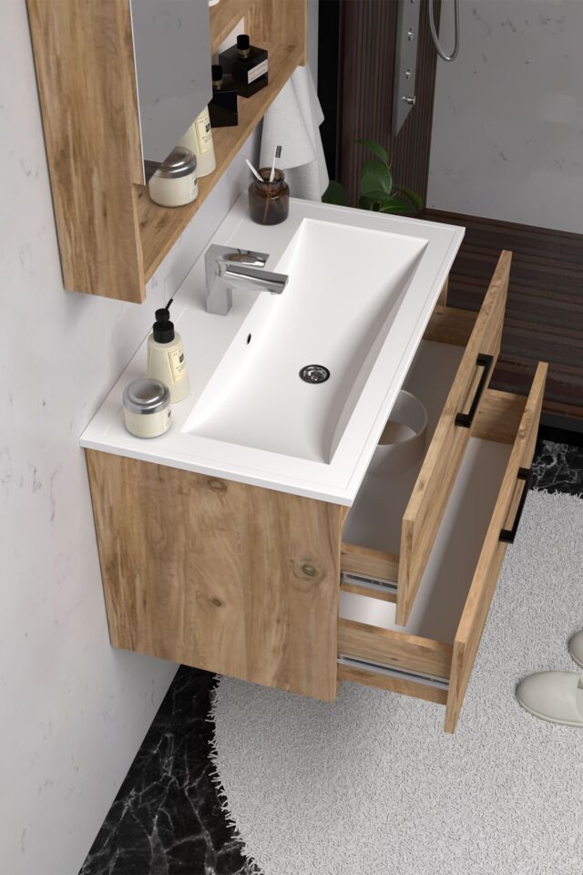 Teta Home Batum 65 Cm MDF Banyo Dolabı Seti Atlantik Çam