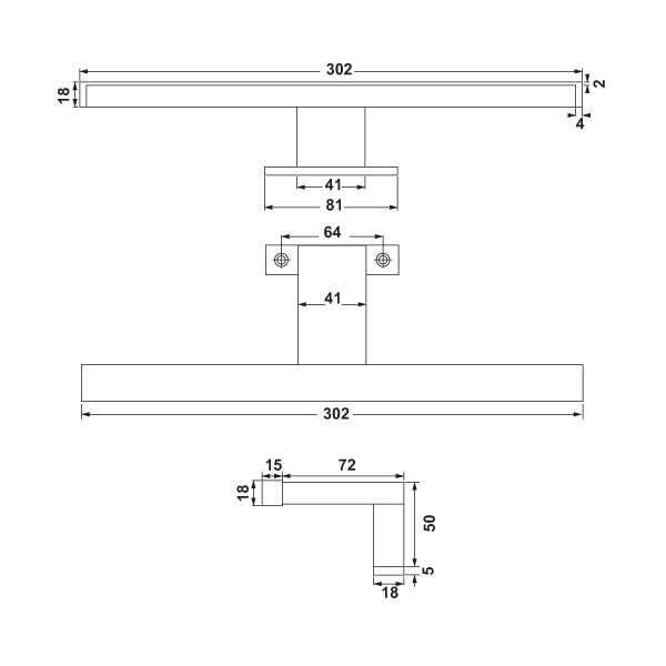 Hafele Aplik Ayna Üstü Espe 4000K Siyah Renk