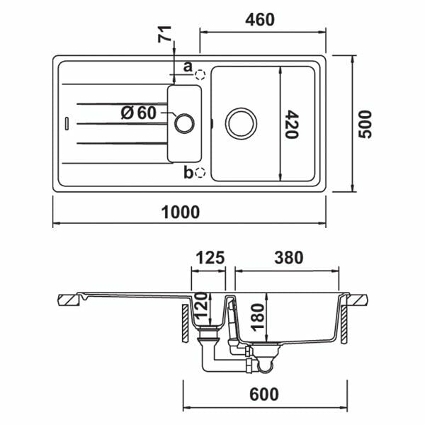 Hafele Demeter Granit Eviye 1000x500mm, Kahve Renk