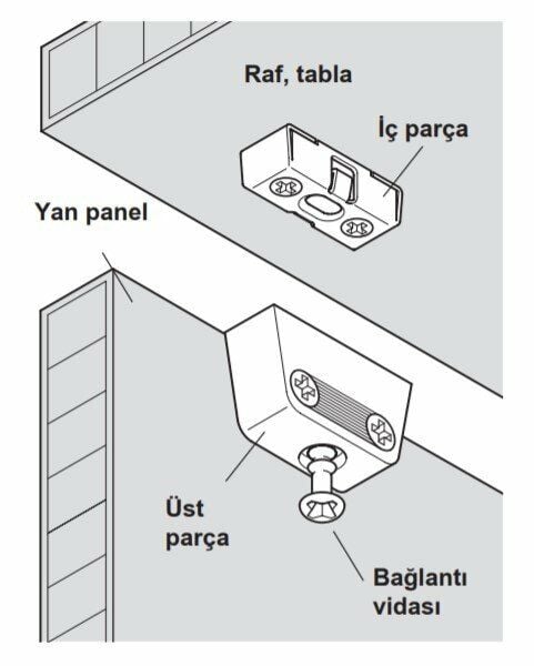 Hafele RV Üst Parça (100 Adet), Nikel