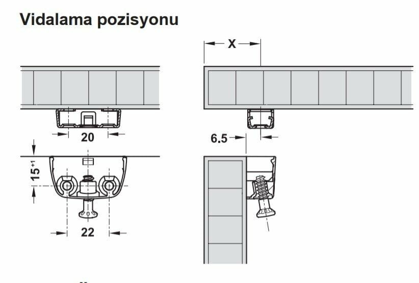 Hafele RV Üst Parça (100 Adet), Nikel