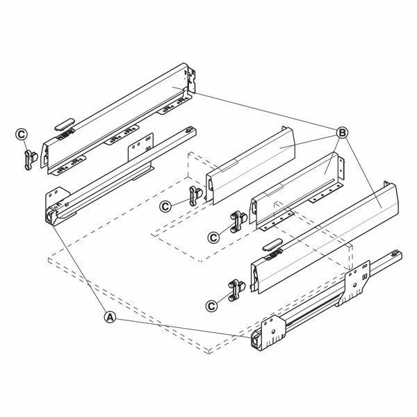 Hafele Eviye Altı İç Çekmece Seti Yuvarlak Bordürlü Vidalı 50'lik Beyaz
